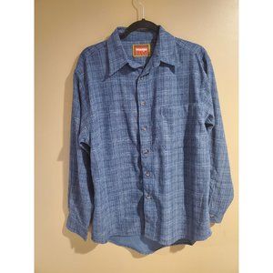 Wrangler Hero Blue Plaid Long Sleeve Button Down, Size M